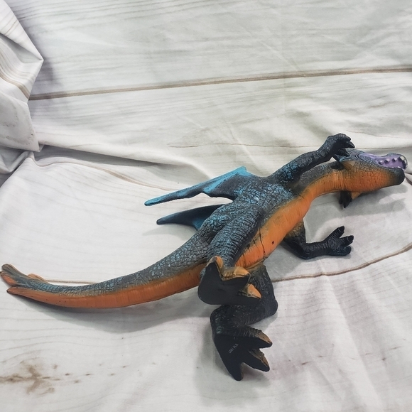 Blue Orange Dragon 11.5 Inch Soft Rubber Toy 2018 Open Mouth - Picture 7 of 10